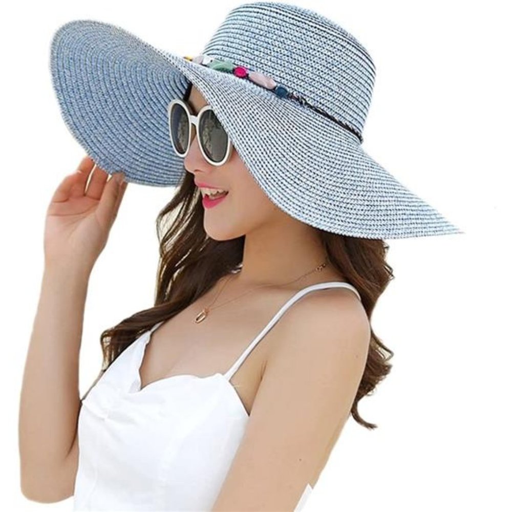 Women Foldable Floppy Wide Brim Adjustable Summer Beach Hat UV UPF 50+ - Picture 1 of 3